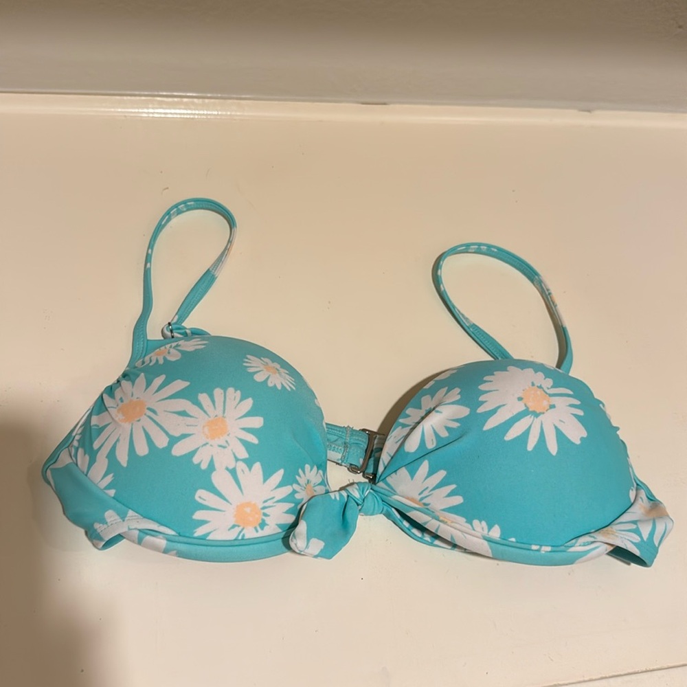 Bathing suit bikini top daisy blue L